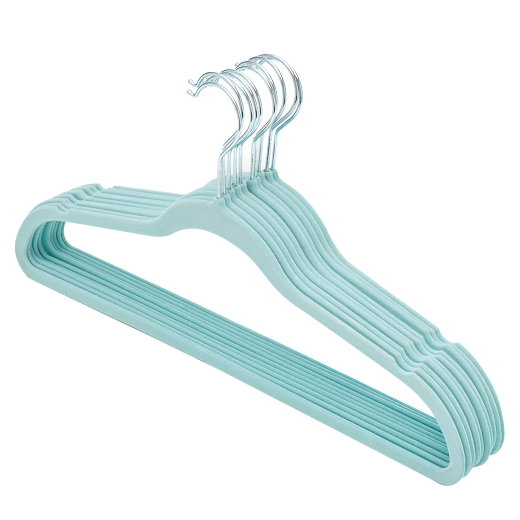 Velvet Hanger, (Pack of 10), Sky Blue