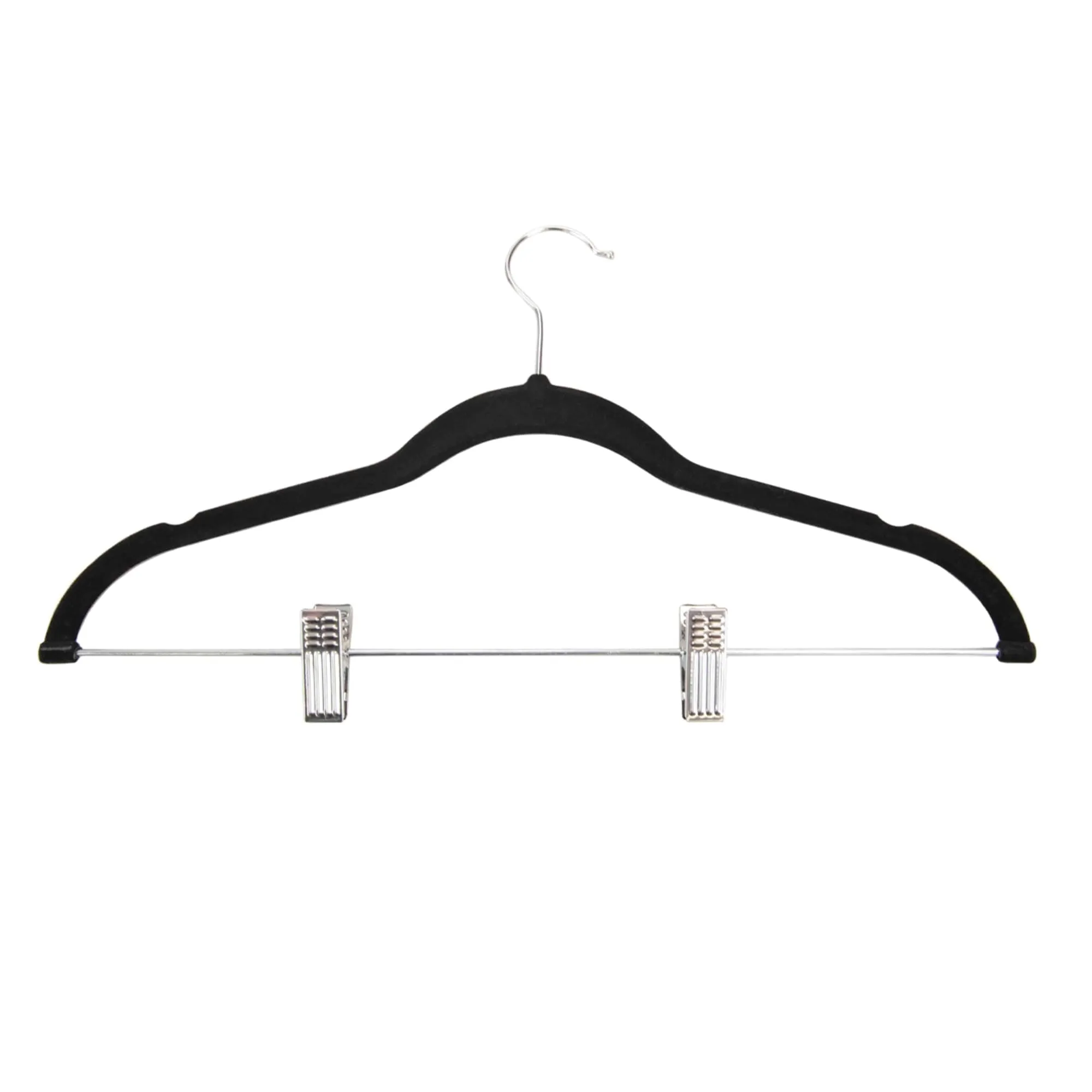 Velvet Hangers With Clips, (Pack of 5), Black