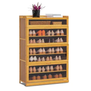 Visible Drop Down Door Shoe Organizer - Bamboo/Acrylic - Natural